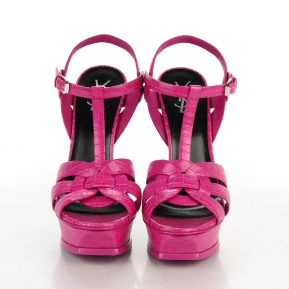 Saint Laurent Bubblegum Calfskin Crocodile Embossed YSL 37.